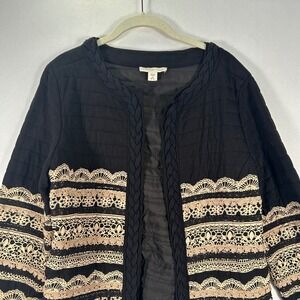 Coldwater Creek Black & White Crochet Open Jacket Women's Size Medium